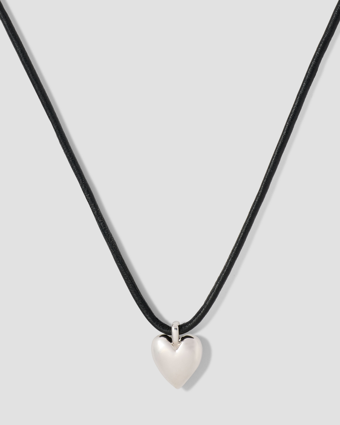 Small Puffy Heart Leather Cord Necklace