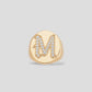 Large Signet Letter Ring with Diamonds in 18K Yellow Gold A-N