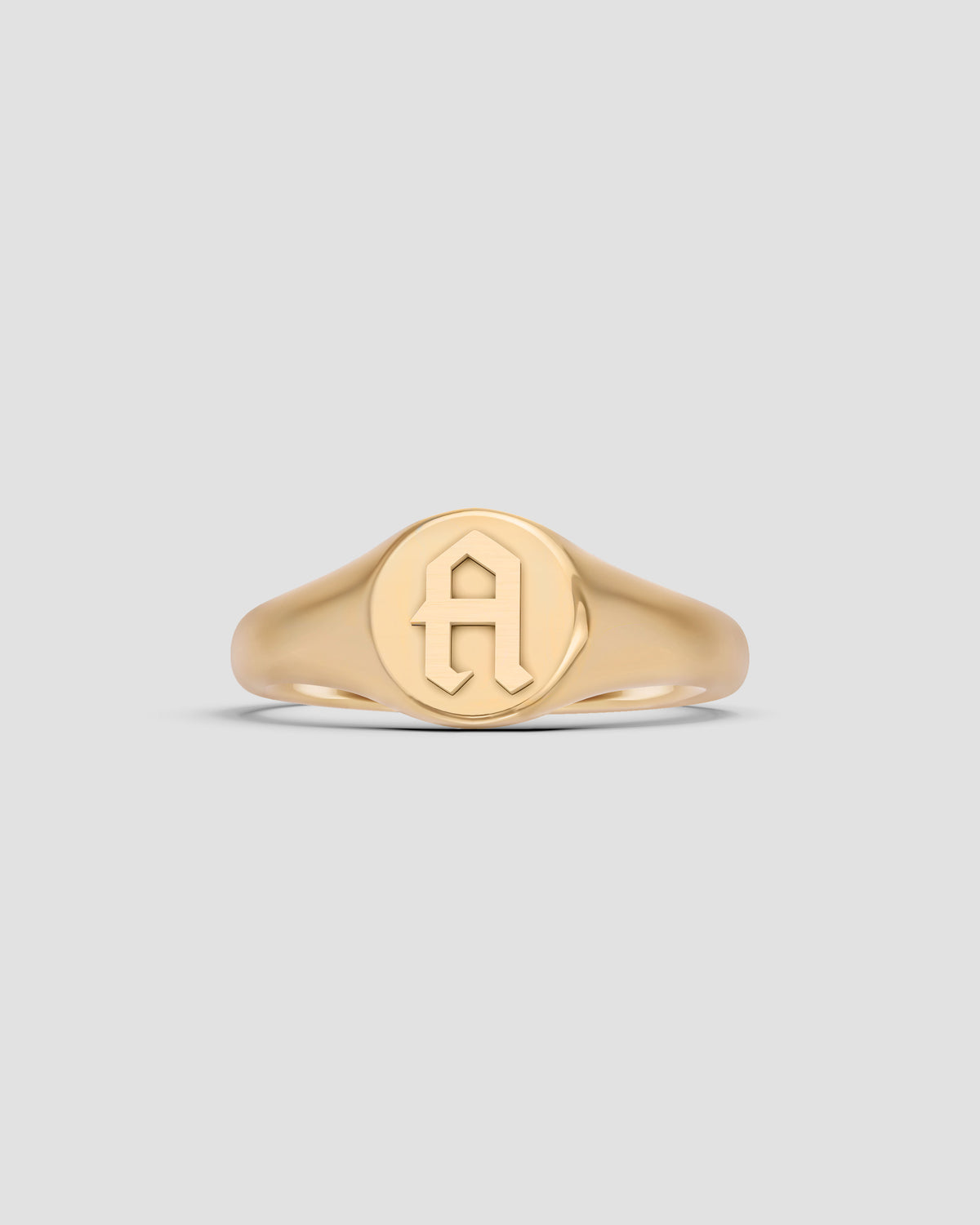 Mini Gothic Letter Signet Ring A-N ring - front view | gold rings for women