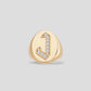 Large Signet Letter Ring with Diamonds in 18K Yellow Gold A-N