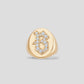 Large Signet Letter Ring with Diamonds in 18K Yellow Gold A-N