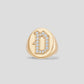 Large Signet Letter Ring with Diamonds in 18K Yellow Gold A-N