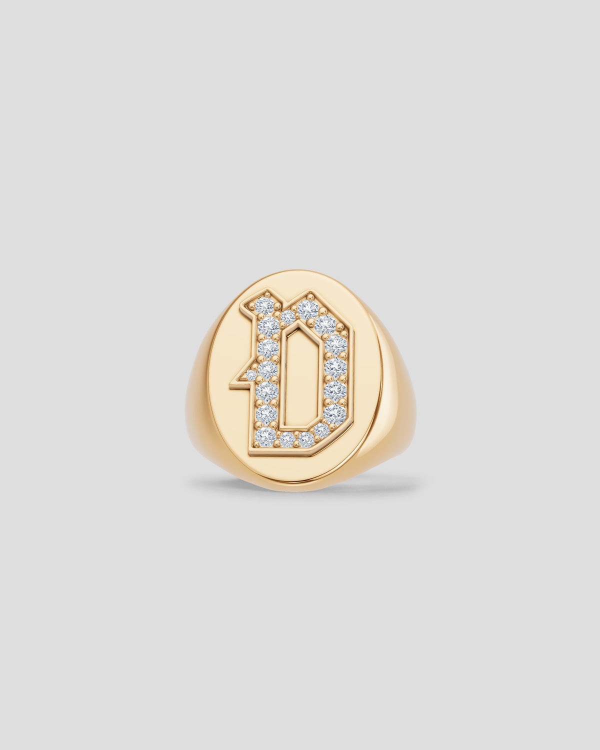 Large Signet Letter Ring with Diamonds in 18K Yellow Gold A-N gold ring - worn look | womens diamond rings