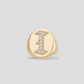 Large Signet Letter Ring with Diamonds in 18K Yellow Gold A-N