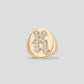 Large Signet Letter Ring with Diamonds in 18K Yellow Gold A-N
