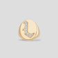 Large Signet Letter Ring with Diamonds in 18K Yellow Gold A-N