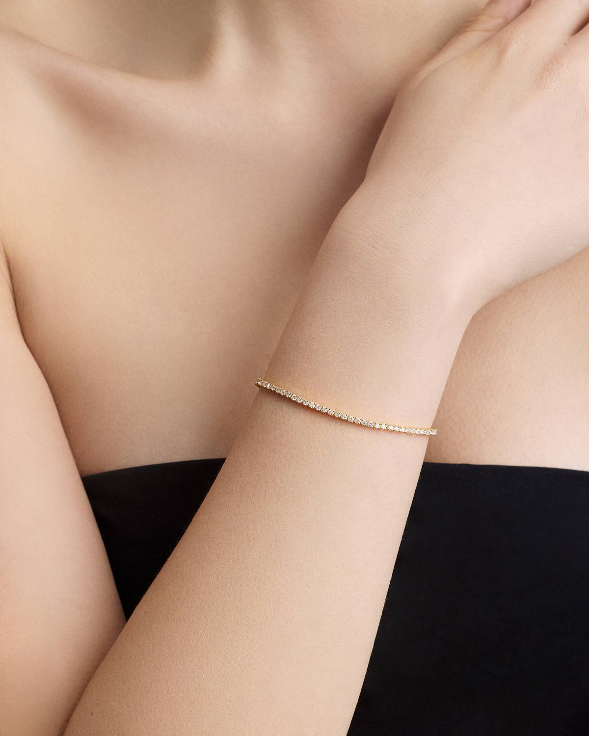 Lab Diamond Round Cut Tennis Bracelet bracelet - close-up detail | real gold bracelet for women