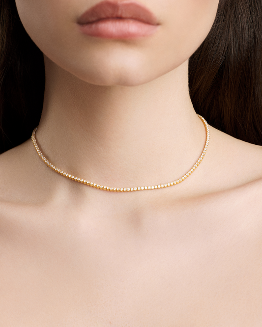 Lab Diamond Round Cut Tennis Necklace