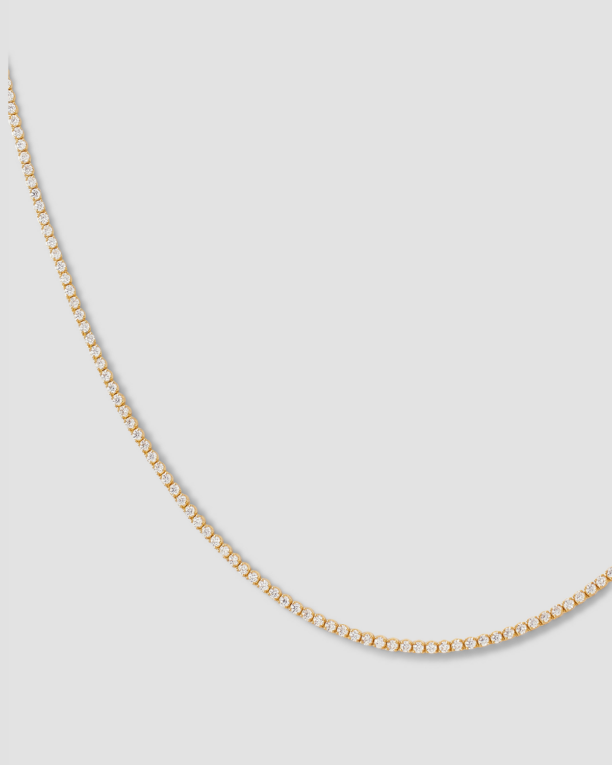 Lab Diamond Round Cut 2" Extender gold necklace - close-up detail | lab grown diamond necklace