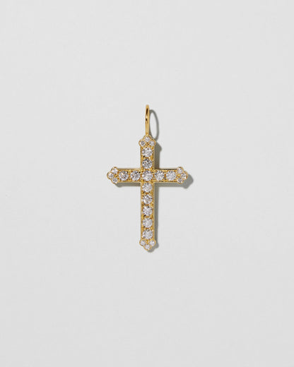Medium Royal Cross with Pavé White Diamonds in 18K Yellow Gold