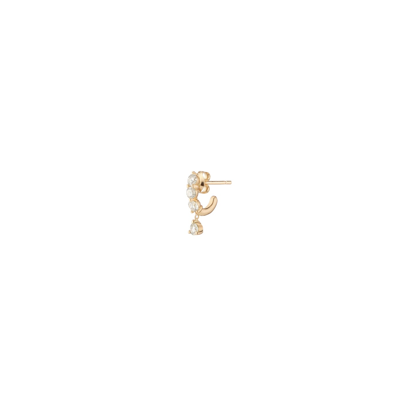 Single 3 Oversized Floating Diamond Drop Huggie in 18K Yellow Gold
