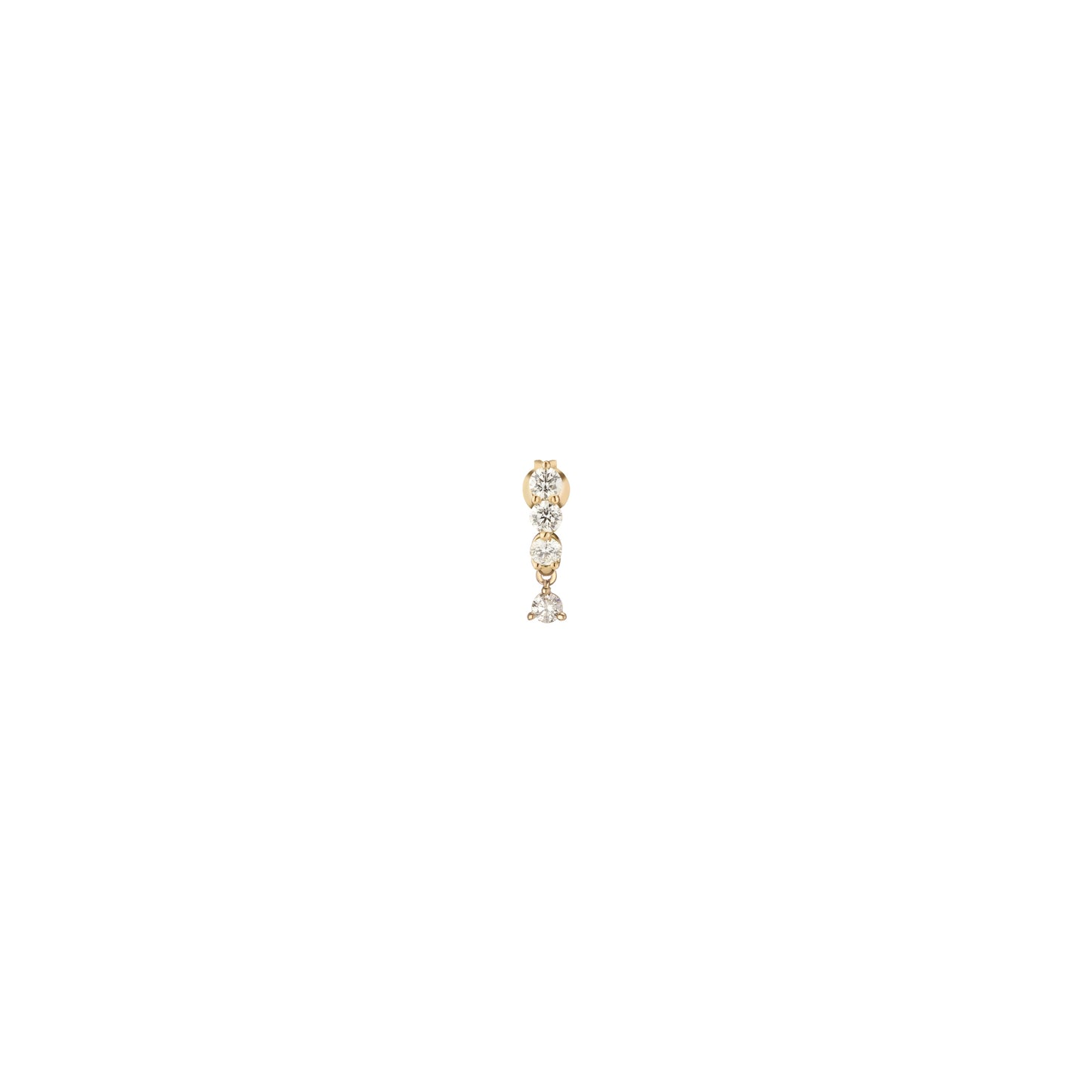 Single 3 Oversized Floating Diamond Drop Huggie in 18K Yellow Gold