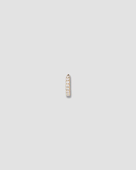 Single Round Pin Huggie with Pave White Diamonds in 18K Yellow Gold