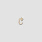 Single Round Pin Huggie with Pave White Diamonds in 14K Yellow Gold