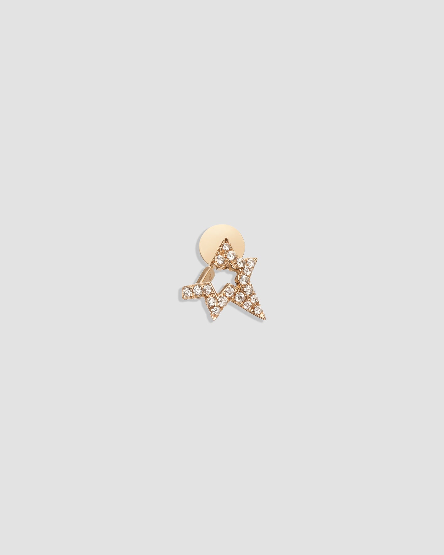 Single Small Star Earring with Pavé White Diamonds