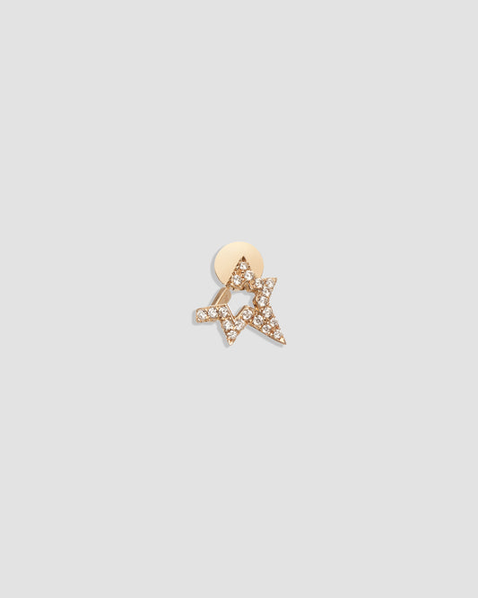 Single Small Star Earring with Pavé White Diamonds