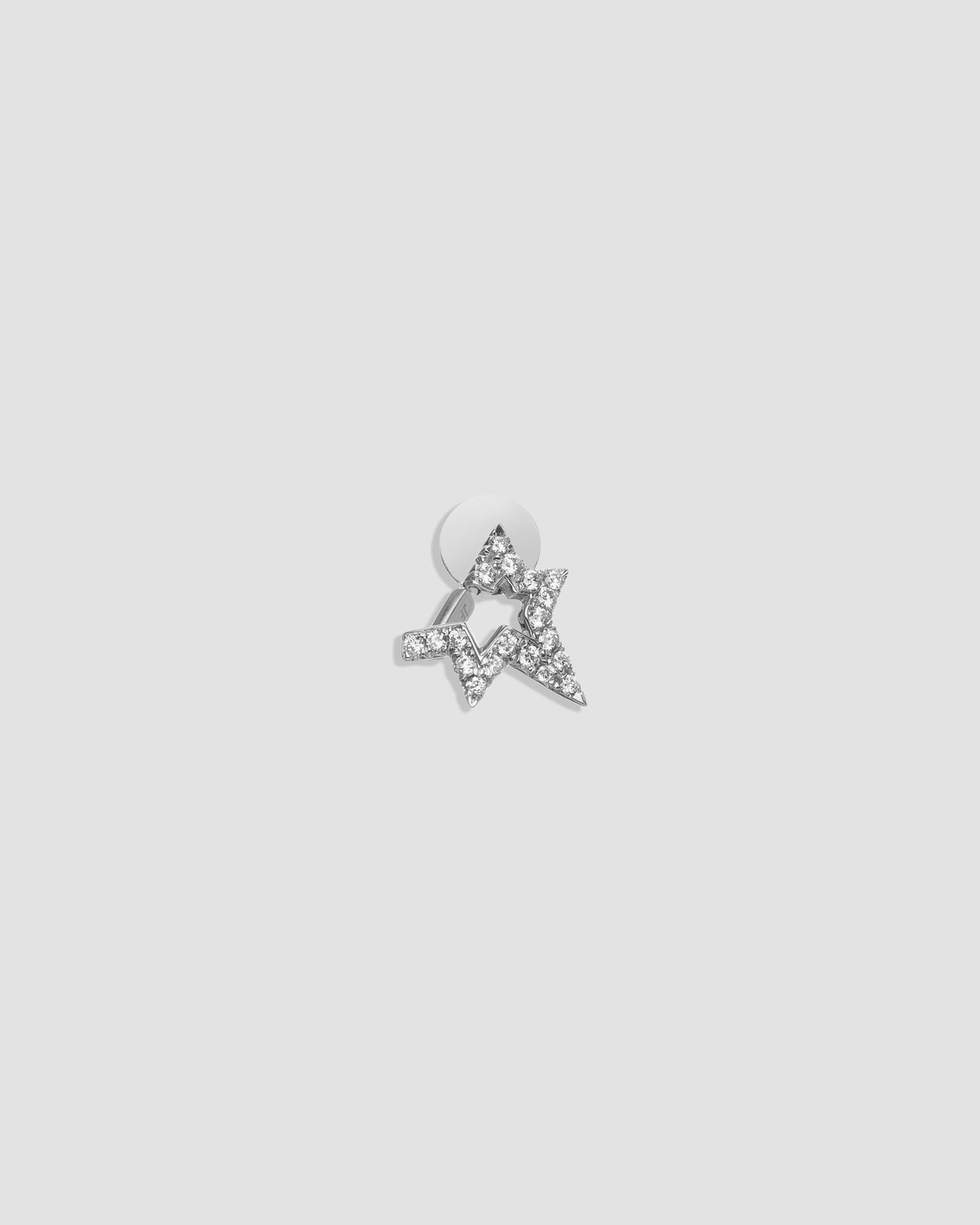Single Small Star Earring with Pavé White Diamonds