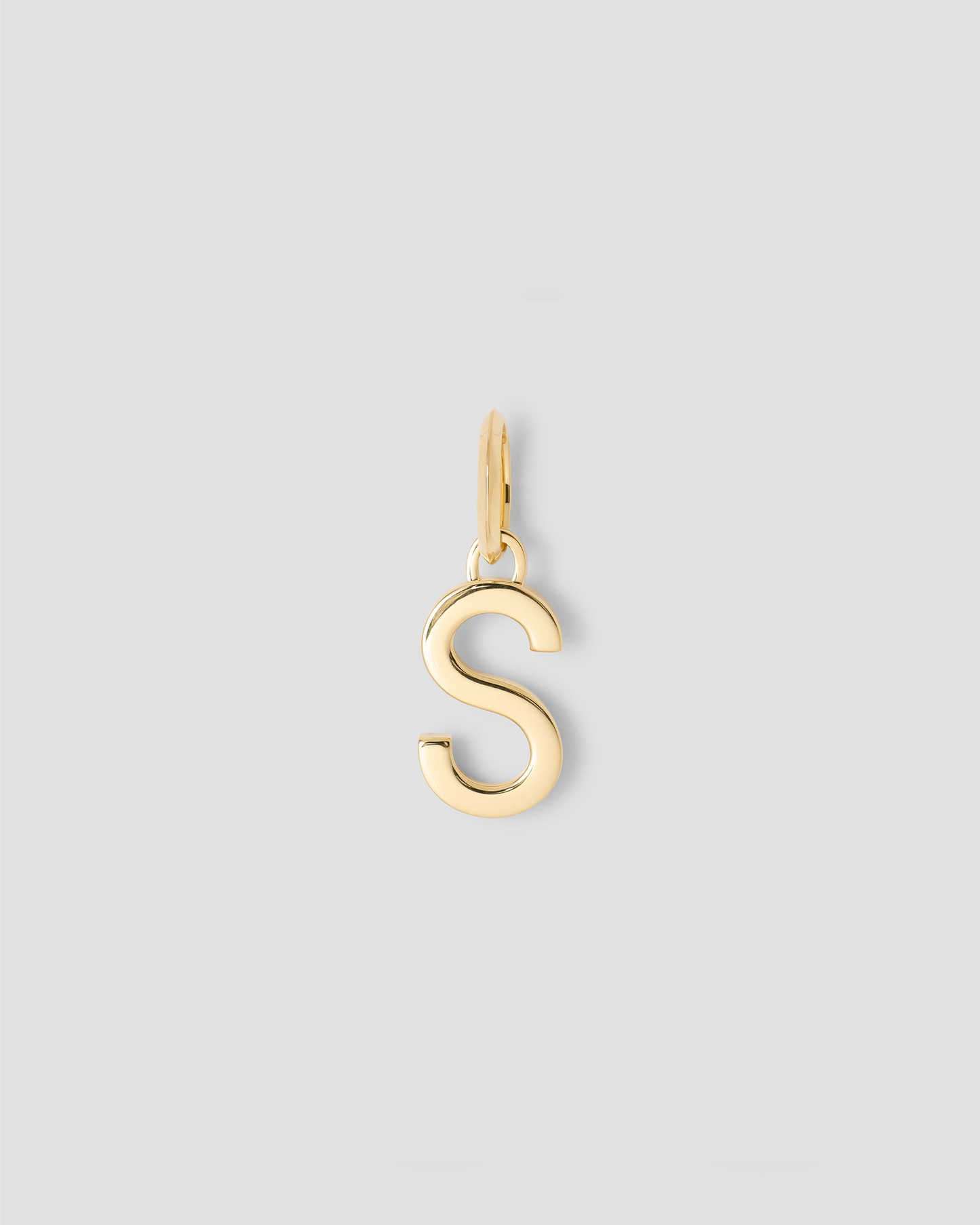 Minimal Block Letter Charm in 14K Yellow Gold