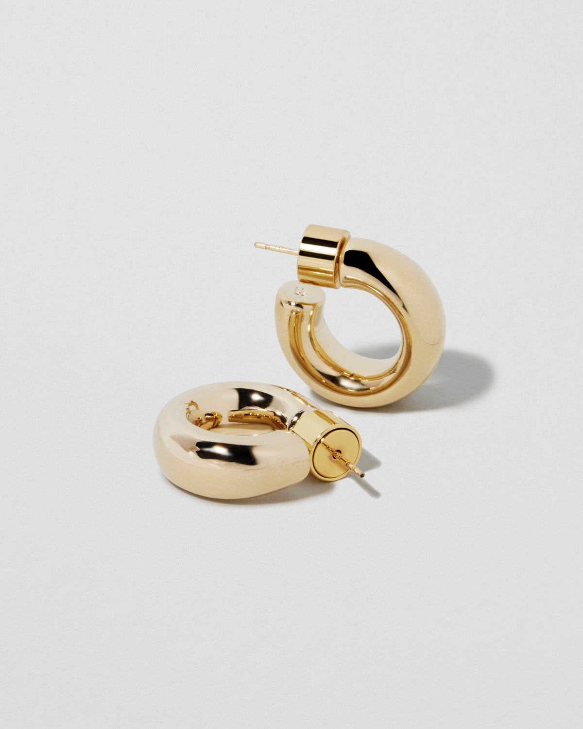 Samira Micro Huggies earring - front view | gold huggie earrings