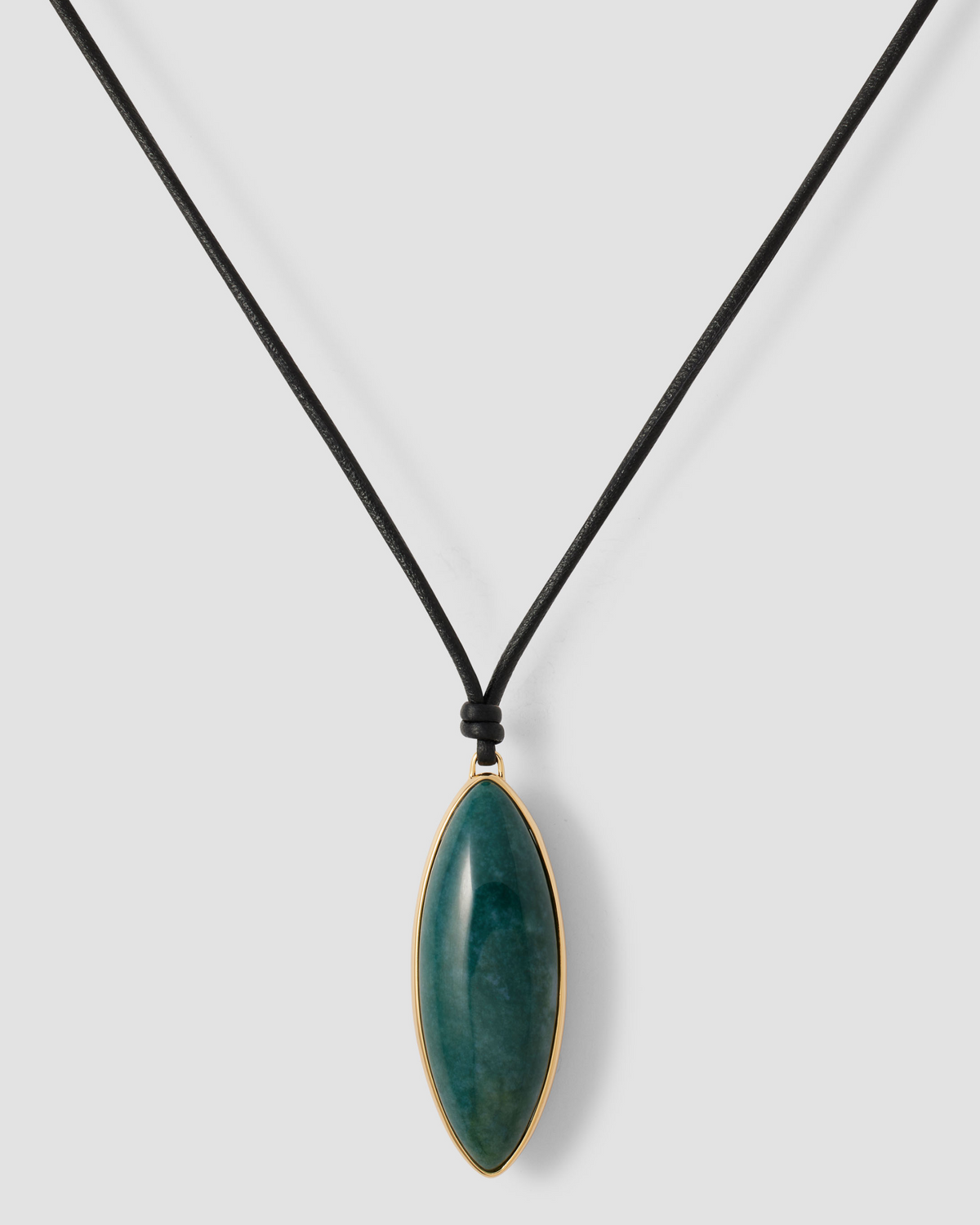 Semi-Precious Dagger Leather Cord Necklace necklace - side view | women's gold necklace