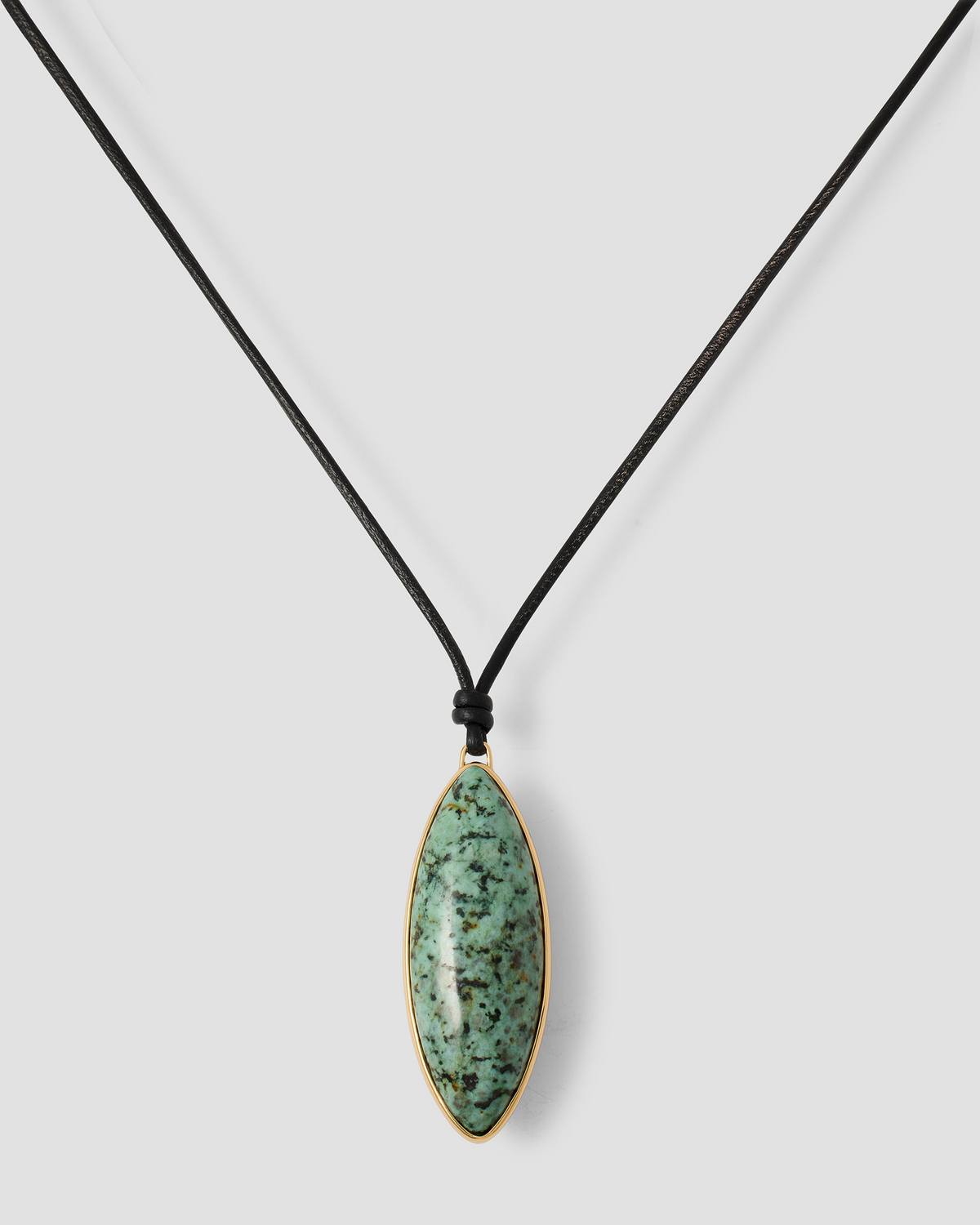 Semi-Precious Dagger Leather Cord Necklace necklace - front view | women's gold necklace