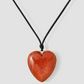 Semi-Precious Heart Leather Cord Necklace