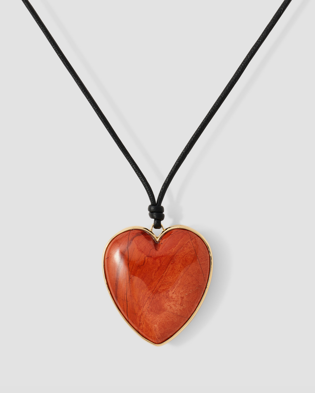 Semi-Precious Heart Leather Cord Necklace necklace - worn look | real gold necklace