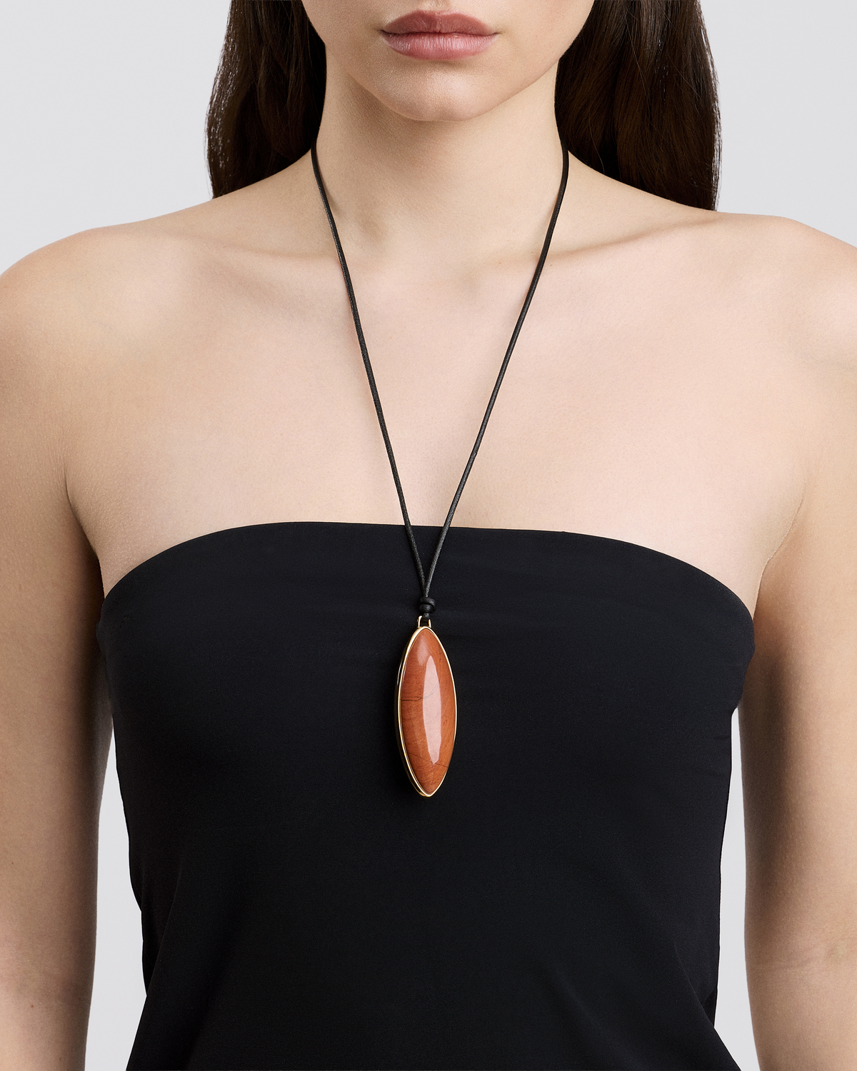 Semi-Precious Dagger Leather Cord Necklace necklace - worn look | women's gold necklace