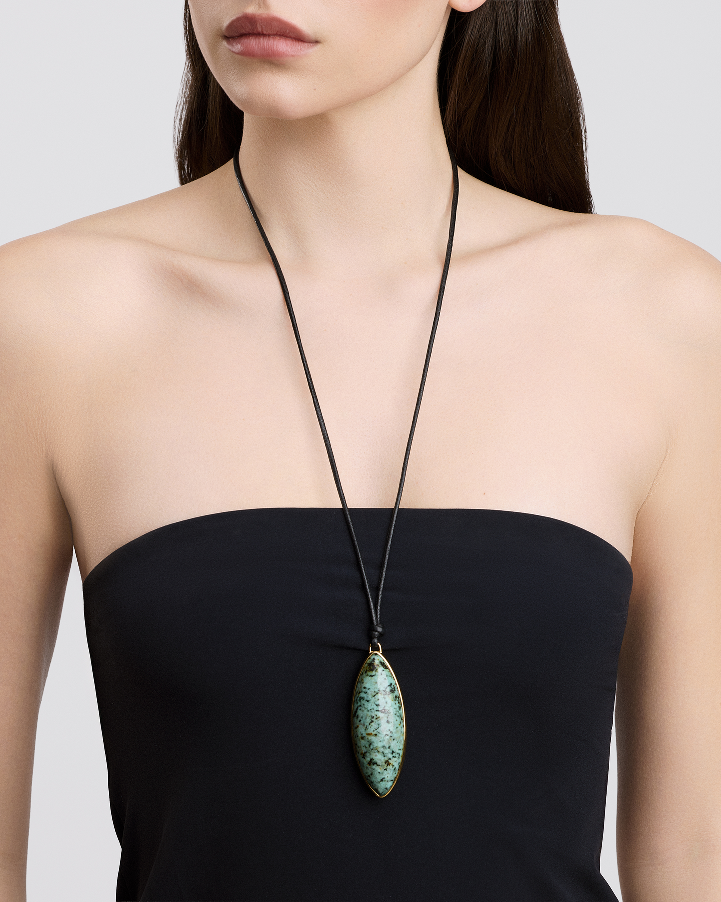 Semi-Precious Dagger Leather Cord Necklace