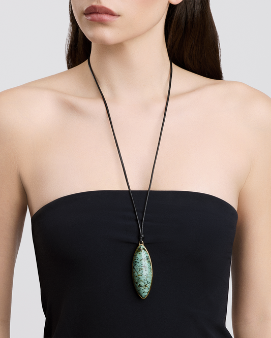 Semi-Precious Dagger Leather Cord Necklace