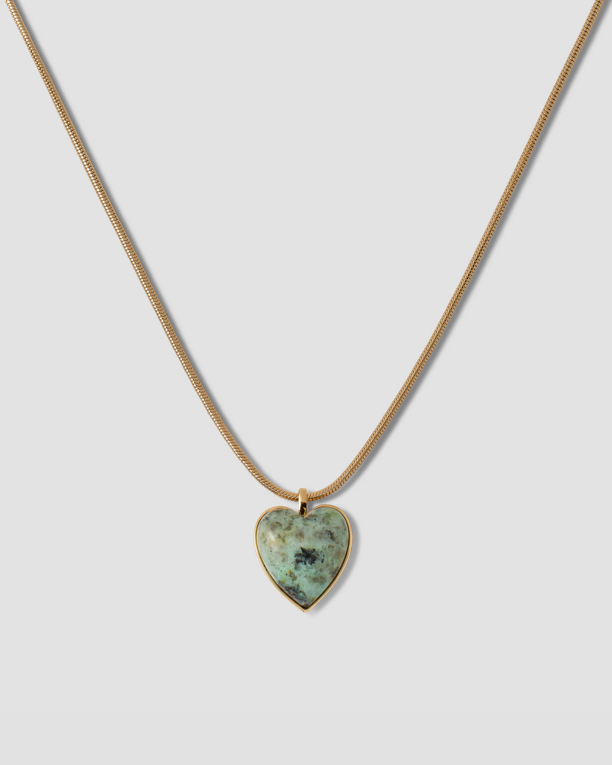 Semi-Precious Small Heart Chain Necklace gold necklace - back view | womens necklaces