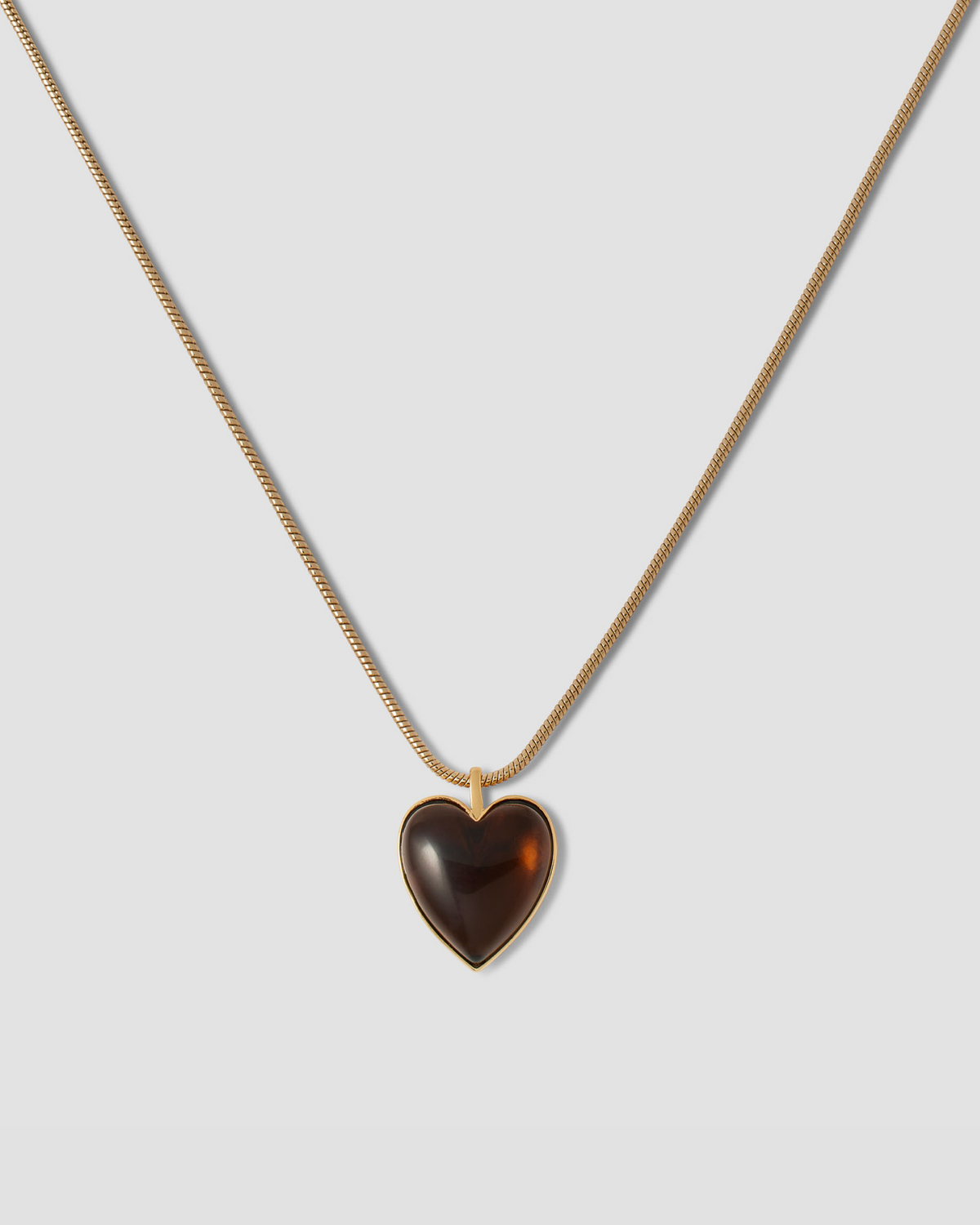 Semi-Precious Small Heart Chain Necklace gold necklace - alternate angle | womens necklaces