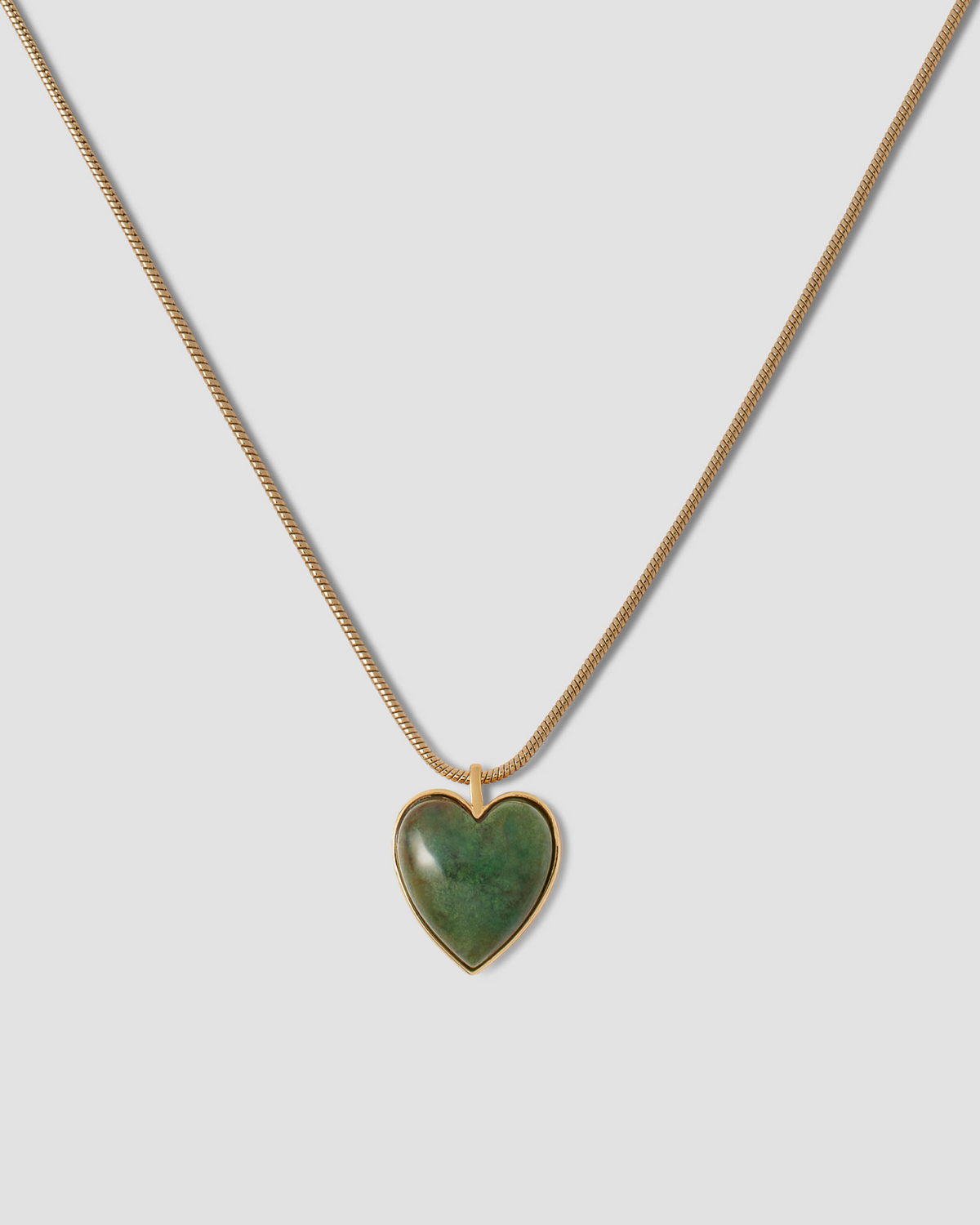 Semi-Precious Small Heart Chain Necklace gold necklace - close-up detail | womens necklaces