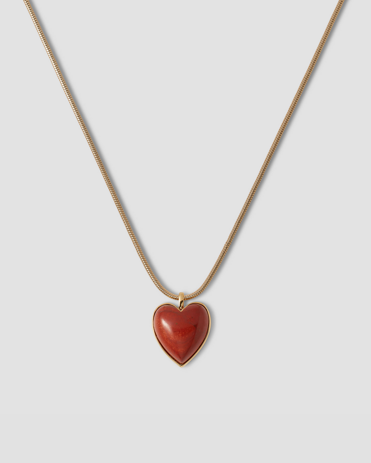 Semi-Precious Small Heart Chain Necklace gold necklace - front view | womens necklaces