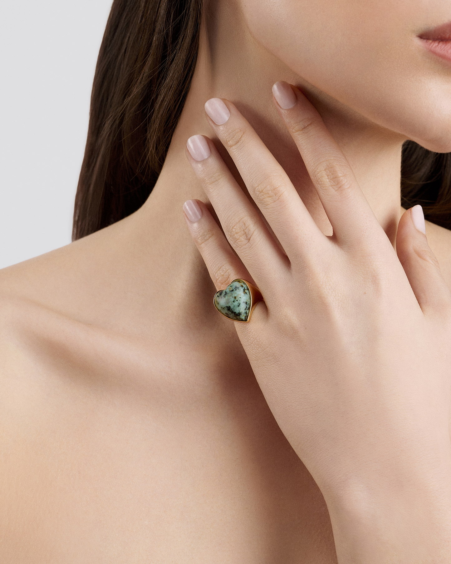 Semi-Precious Heart Pinky Ring