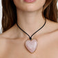Semi-Precious Heart Leather Cord Necklace