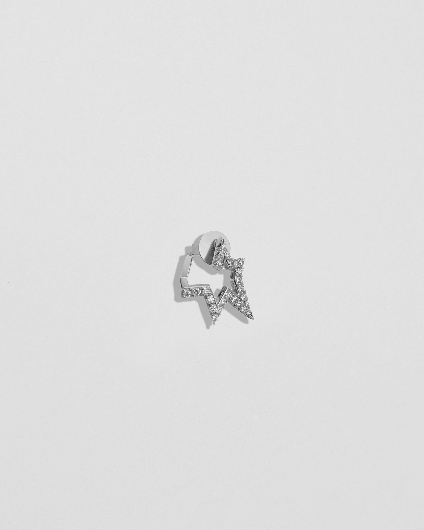 Single Large Star Earring with Pavé White Diamonds
