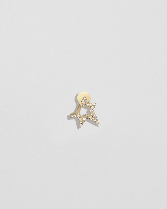 Single Large Star Earring with Pavé White Diamonds