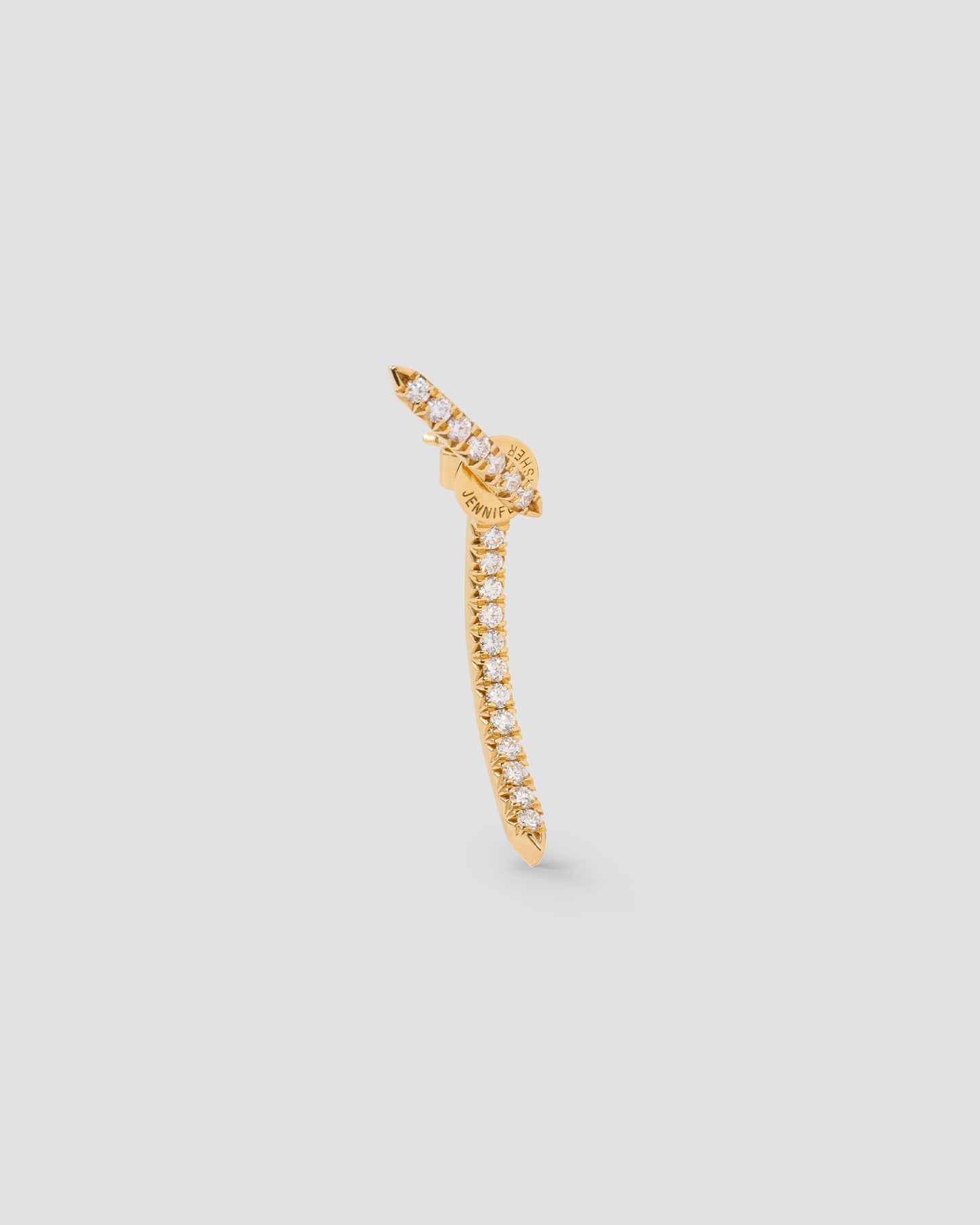 Mini Claw Pin Tusk Earring with Pavé White Diamonds in 18K Yellow Gold