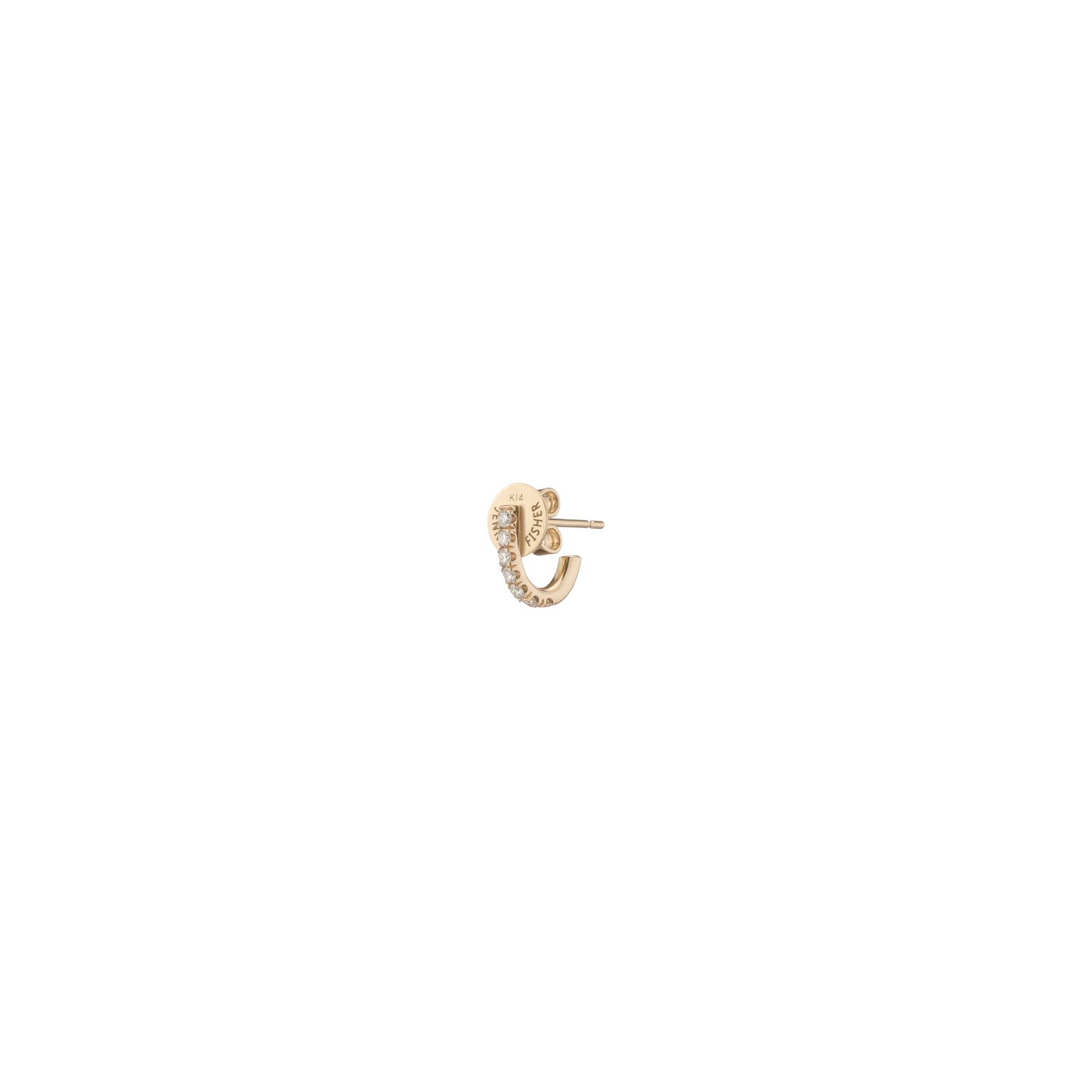 Single Level Huggie in 18K Yellow Gold with Pavé White Diamonds