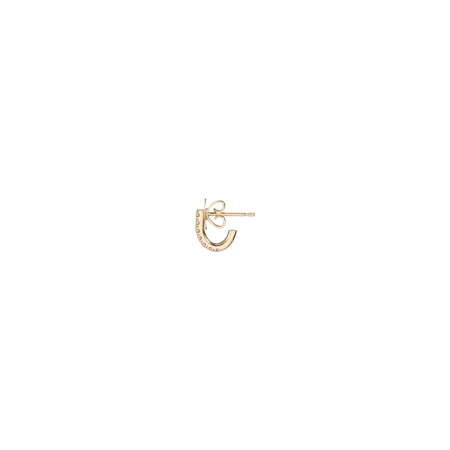 Single Level Huggie in 18K Yellow Gold with Pavé White Diamonds