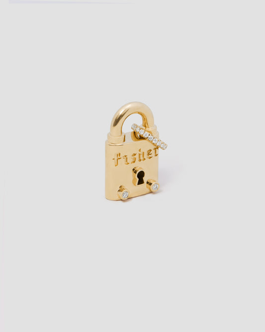 Personalized Large Lock with Two Diamonds