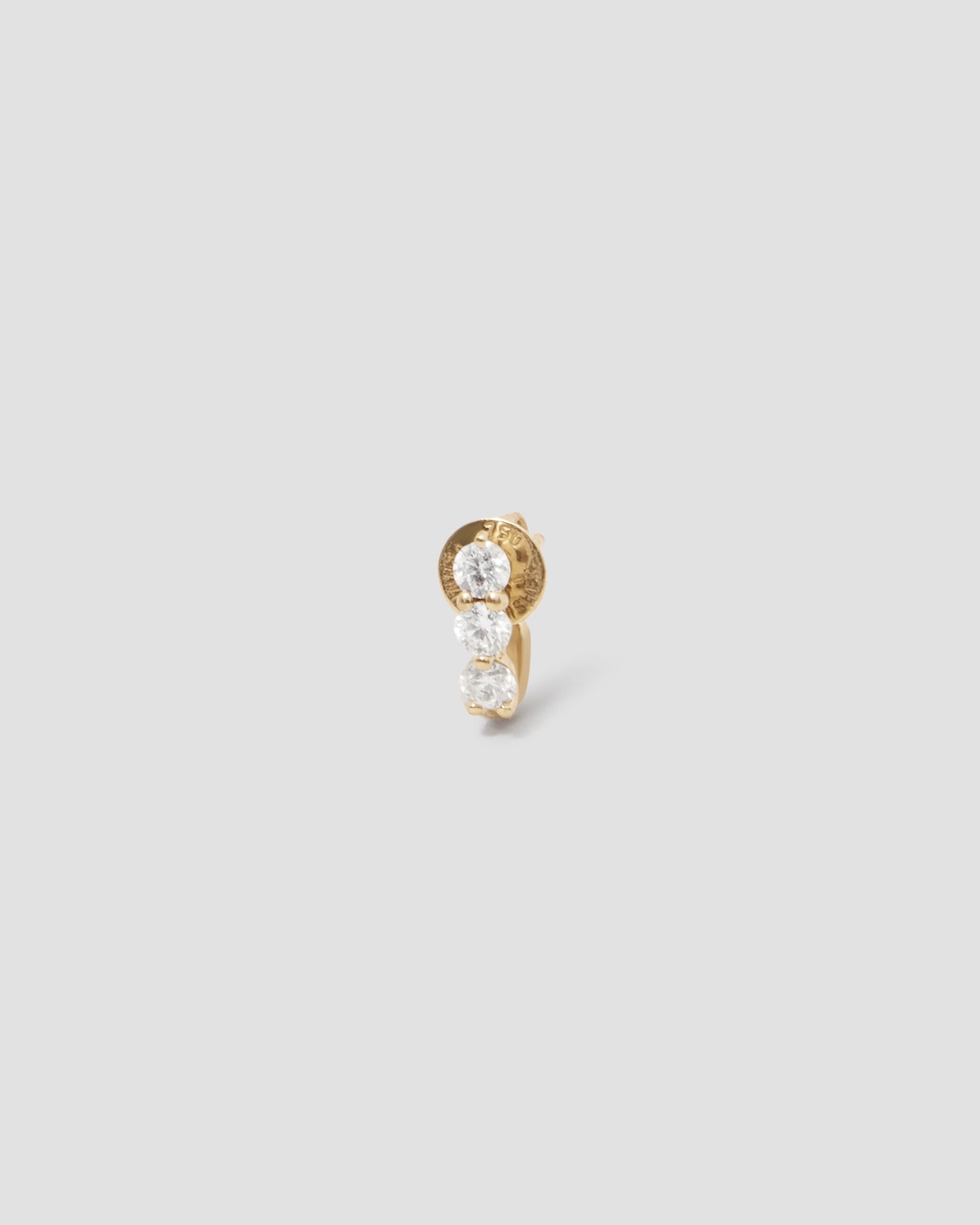 Single 3 Oversized Floating Diamond Huggie