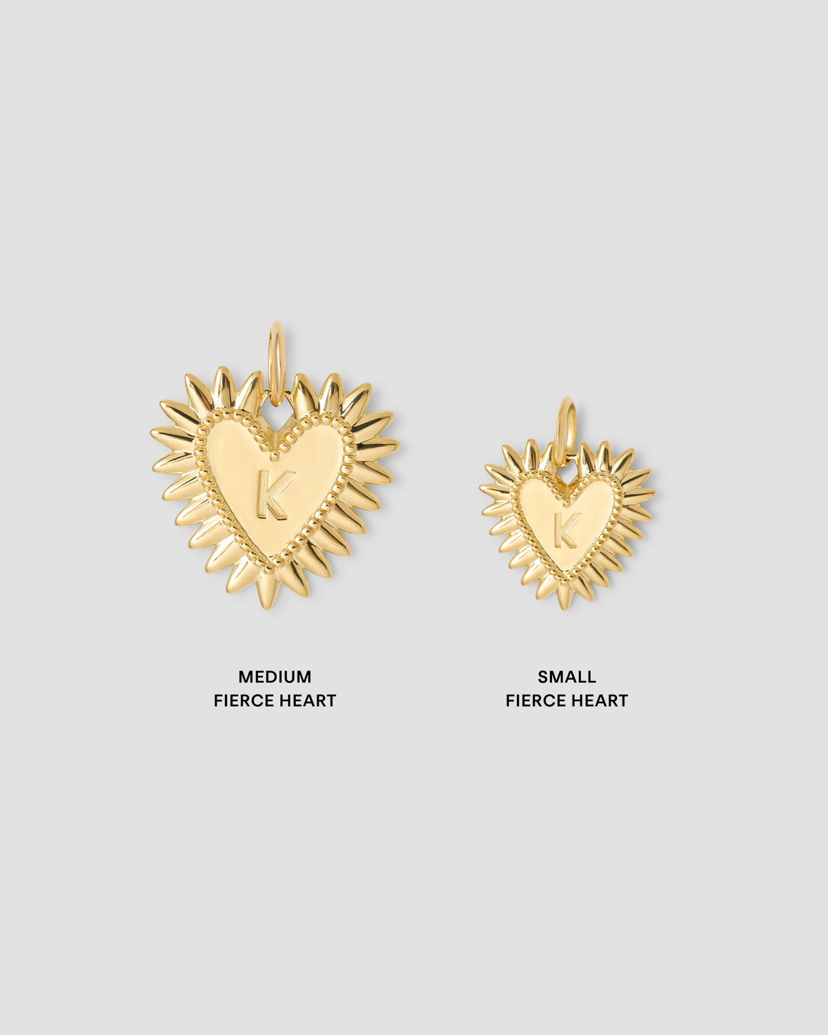 Small Fierce Heart in 18K Yellow Gold charm - styled on model | necklace with charms