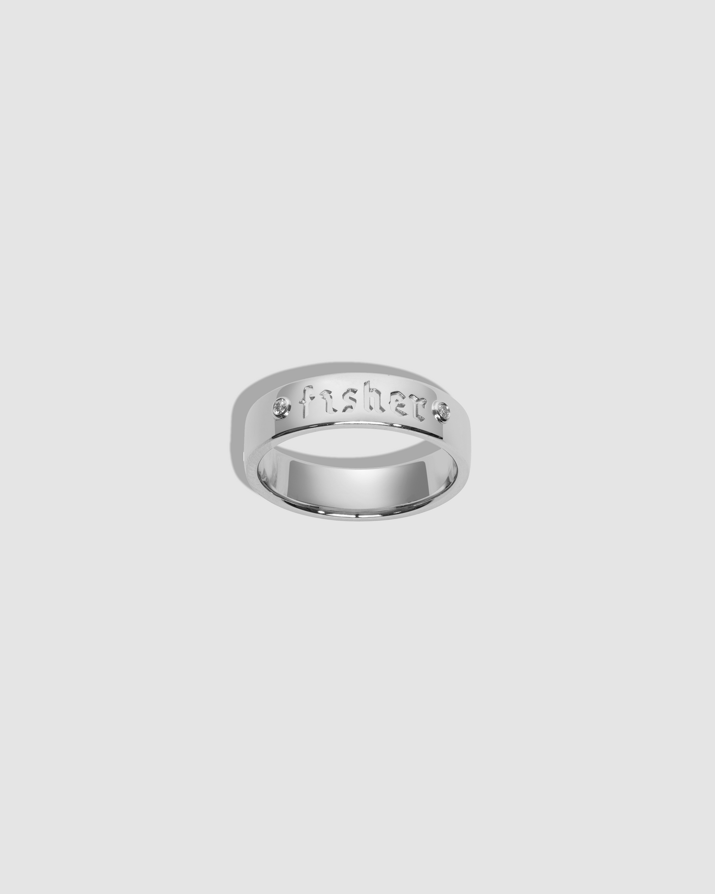 Skinny Family Gothic Ring with 2 White Diamonds