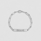 Skinny ID Bracelet with 2 White Diamonds on Long Link Chain