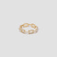 Skinny Flat Chain Link Ring with Pavé White Diamonds in 18k Yellow Gold