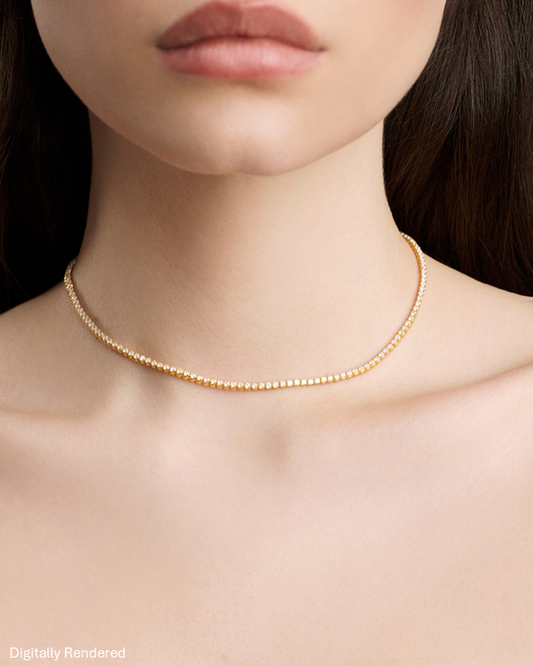 Lab Diamond Round Cut Tennis Necklace