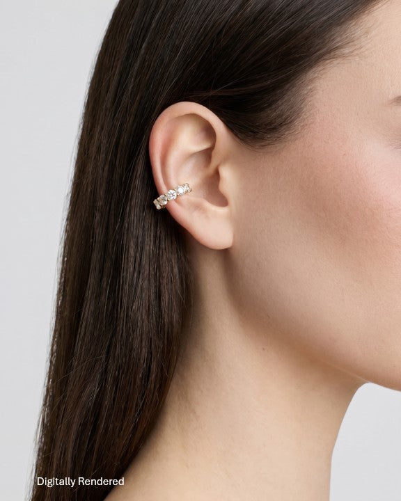 Lab Diamond Round Cut Ear Cuff