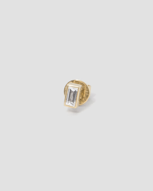 Single Small Baguette Diamond Stud Earring in 18K Yellow Gold